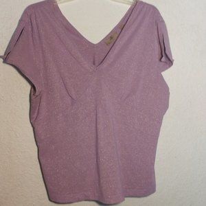 i.e. Lavender w/ Gold Metallic s/s top. split sleeve, XL